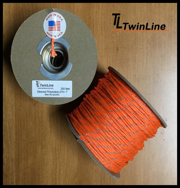 Sleeved Polyester® 275 / Reflective Tracer - 250 Ft. Spool (ORANGE)